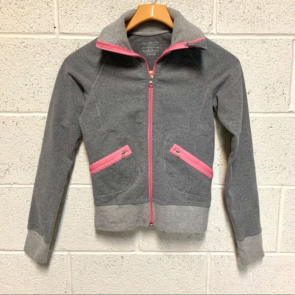 lululemon athletica Tops - LULULEMON 4 Gray with pink trim full zip t…